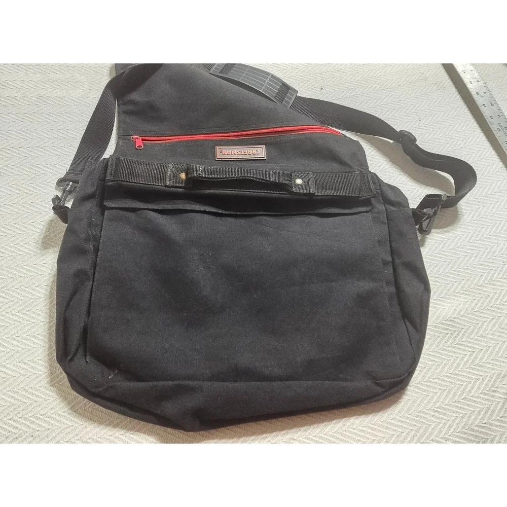 Craftsman Tool Messenger Bag Black Red Shoulder Strap Organizer 20 Inch